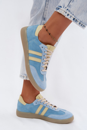 Zazoo N1068 en daim Faible Chaussures modèle baskets Féminin bleu clair