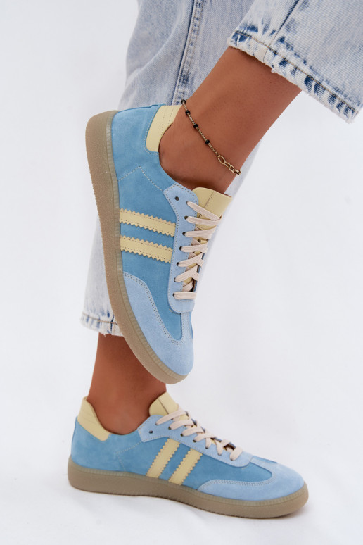 Himmelblaue Veloursleder-Sneakers Zazoo N1068