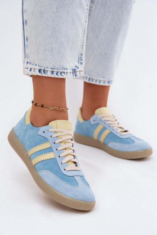 Himmelblaue Veloursleder-Sneakers Zazoo N1068