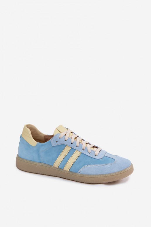 Himmelblaue Veloursleder-Sneakers Zazoo N1068