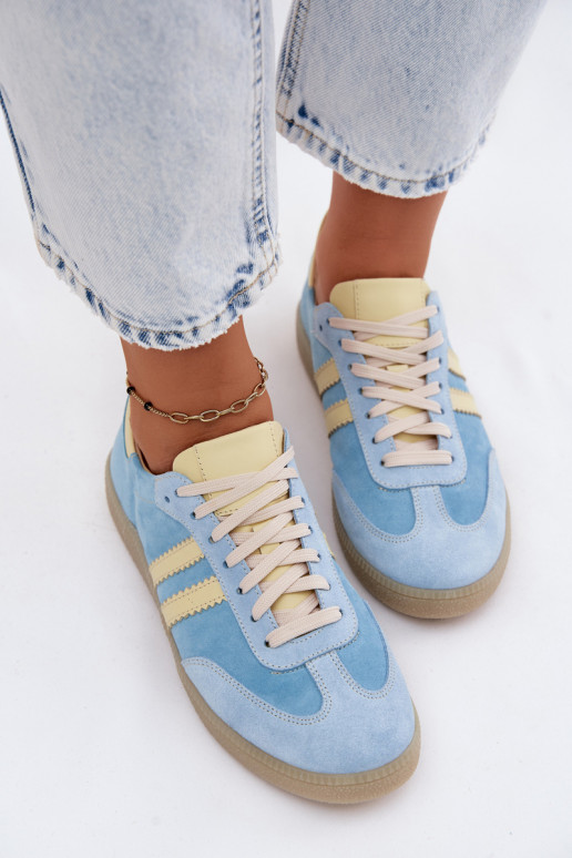 Zazoo N1068 aus INildleder Niedrig Sneakers Stilvollllschuhe Feminin hellblau