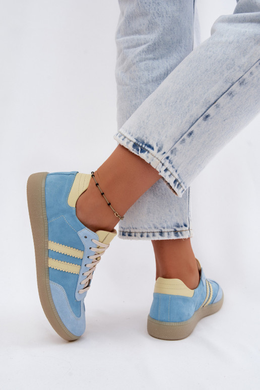 Himmelblaue Veloursleder-Sneakers Zazoo N1068