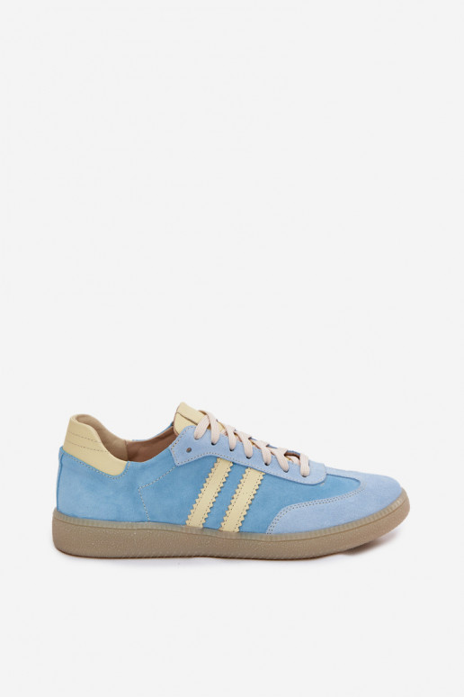 Himmelblaue Veloursleder-Sneakers Zazoo N1068
