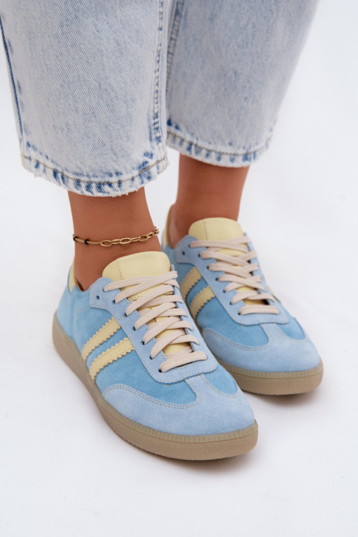 Zazoo N1068 en daim Faible Chaussures modèle baskets Féminin bleu clair