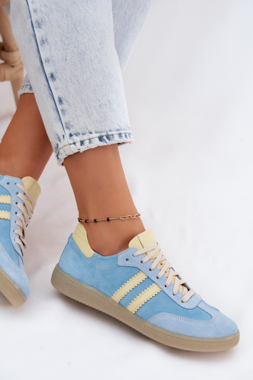 Himmelblaue Veloursleder-Sneakers Zazoo N1068