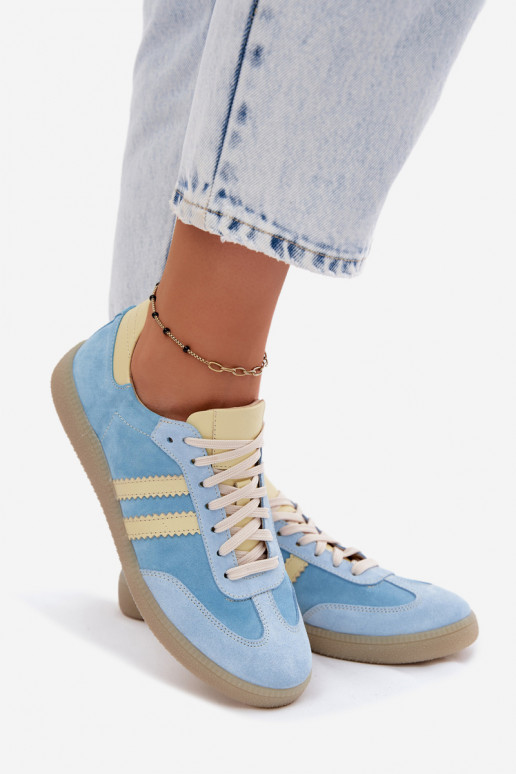 Zazoo N1068 en daim Faible Chaussures modèle baskets Féminin bleu clair