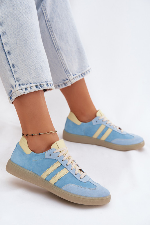 Zazoo N1068 en daim Faible Chaussures modèle baskets Féminin bleu clair