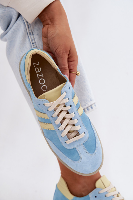 Himmelblaue Veloursleder-Sneakers Zazoo N1068