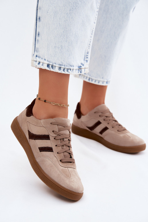 Sandfarbene Veloursleder-Sneakers Zazoo N1176S2