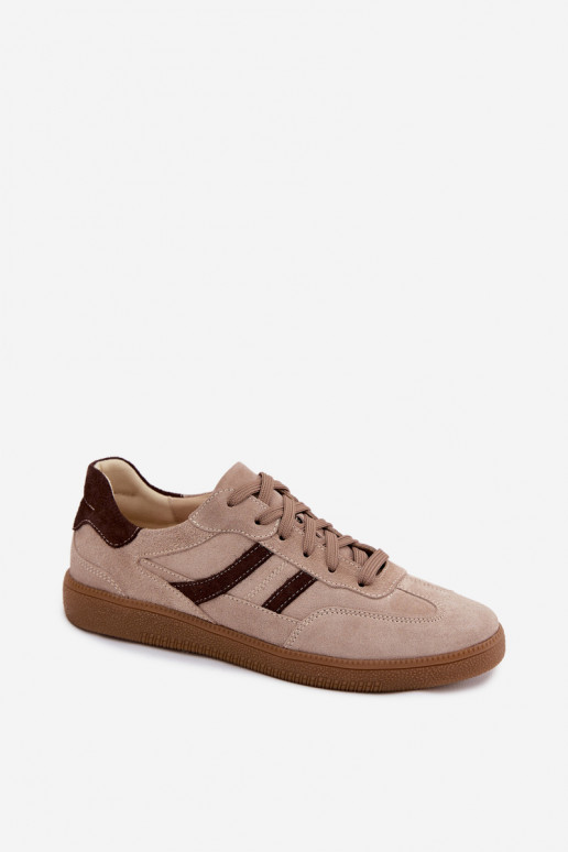 Sandfarbene Veloursleder-Sneakers Zazoo N1176S2