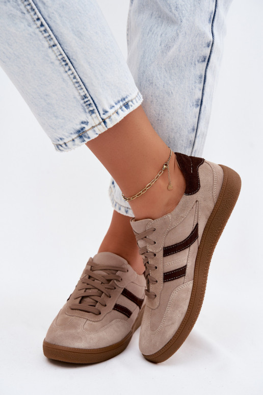 Haut aus INildleder Sneakers Stilvollllschuhe Feminin Zazoo N1176S2 Beige