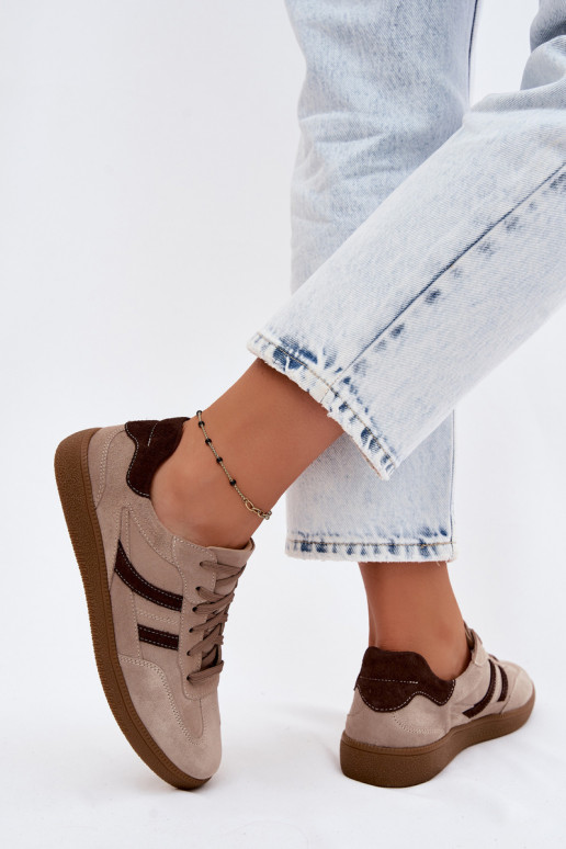 Peau en daim Chaussures modèle baskets Féminin Zazoo N1176S2 beige