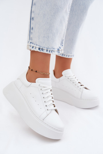 Leer Sneakers model schoenen Dames met platform Zazoo N408S2 Initte kleur