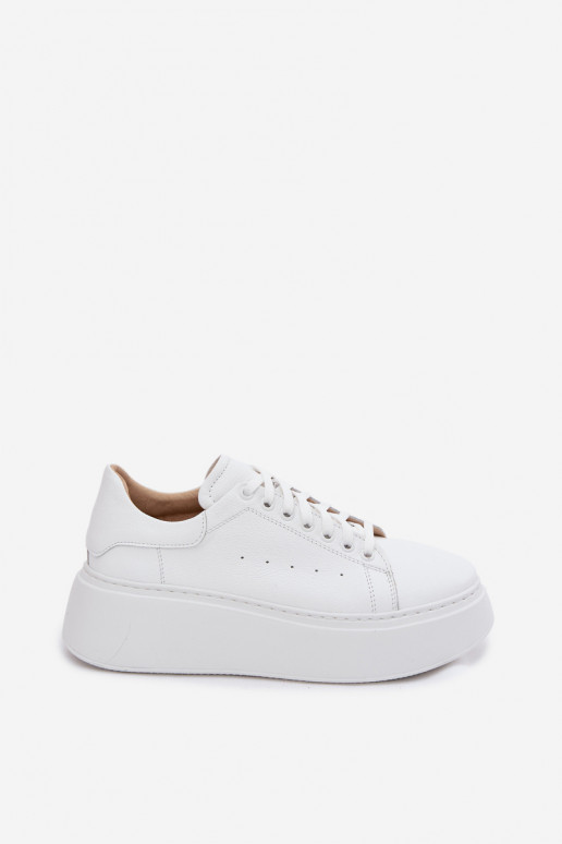 Peau Chaussures modèle baskets Féminin avec une plateforme Zazoo N408S2 couleur blanche