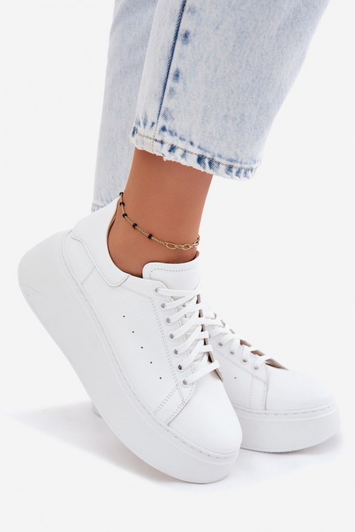 Leer Sneakers model schoenen Dames met platform Zazoo N408S2 Initte kleur
