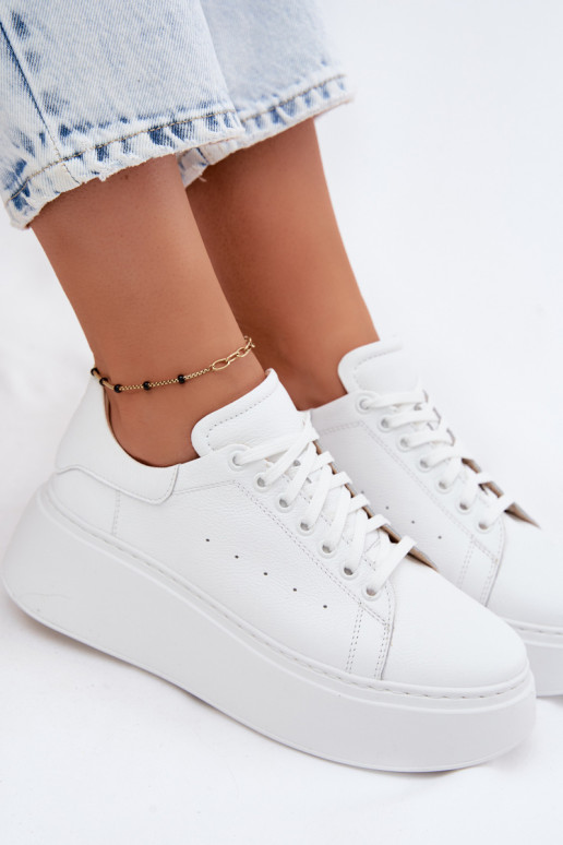 Leer Sneakers model schoenen Dames met platform Zazoo N408S2 Initte kleur