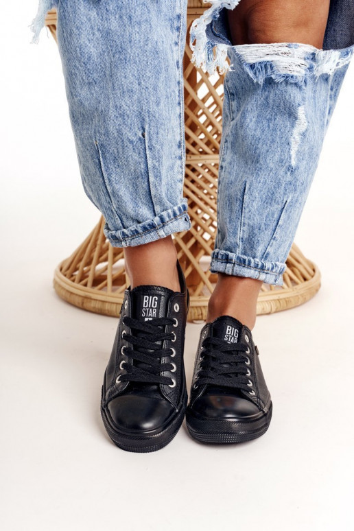 Damen Leder Sneakers Big Star schwarz
