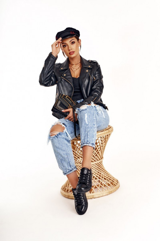 Baskets en cuir pour femme Big Star couleur noire V274871