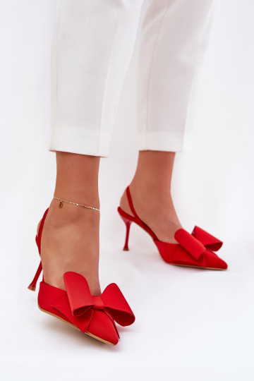 chaussures à talons hautsOdkrytymi Piętami I Kokardką couleur rouge Eklevia