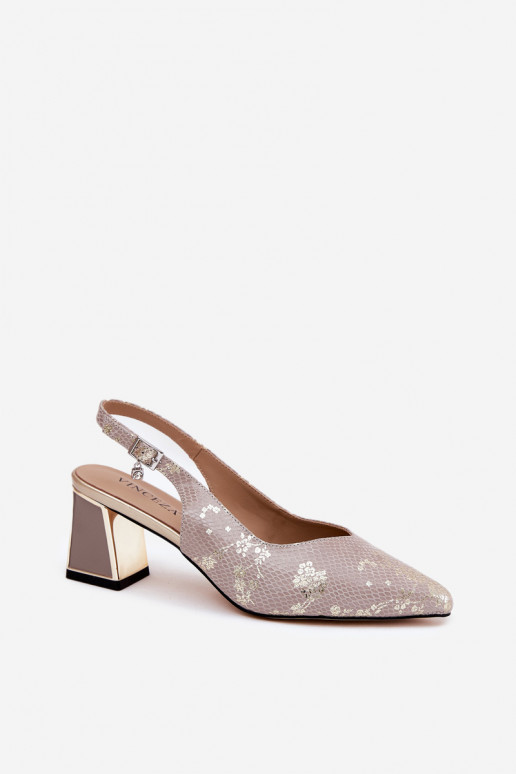 Damen High Heel Sandalen mit spitzen Zehen gold-silber Vinceza