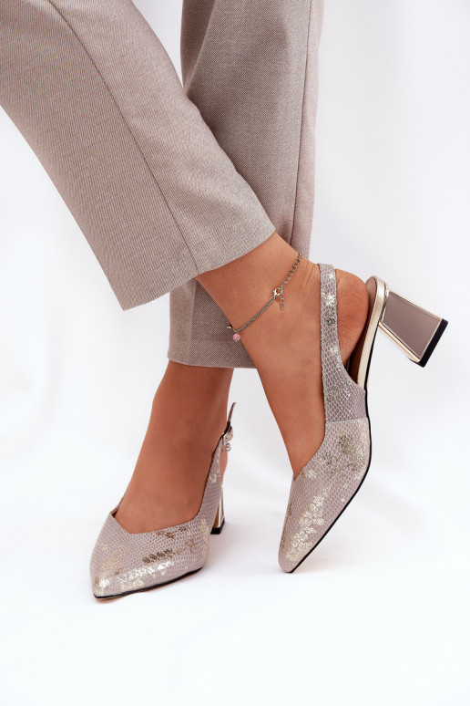Sandales à talons hauts pour femmes avec bouts pointus or-argent Vinceza