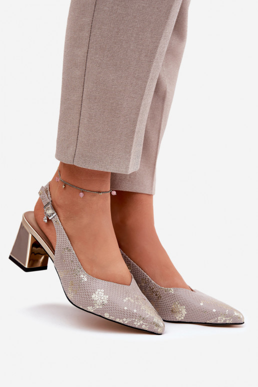 Peau Sandales à talons hauts pour femme Ze Szpiczastymi Noskami Vinceza 66733 or-couleur argent