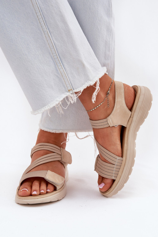 Féminin Sandales confortables avec attaches adhésives beige Hallriva