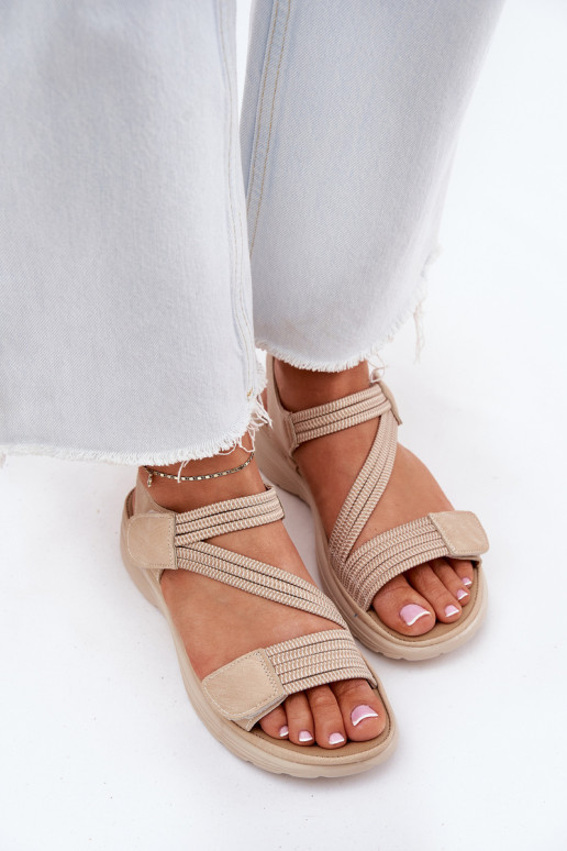 Sandales confortables pour femmes couleur sable avec fermetures adhésives Hallriva