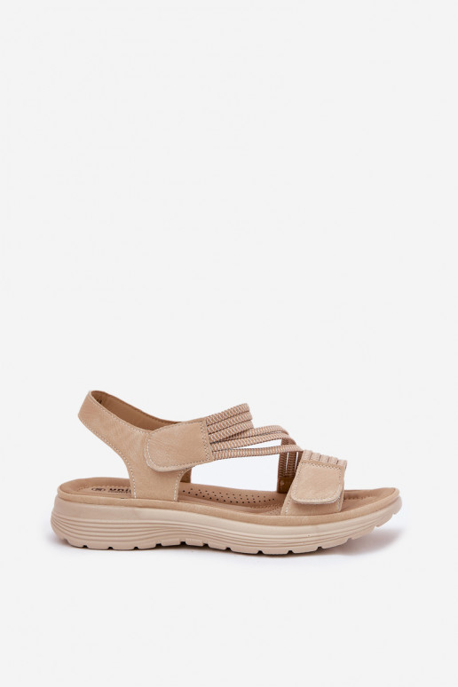 Comfortabele dames zandkleurige sandalen met plakkende sluitingen Hallriva
