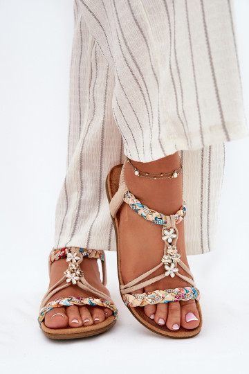 Dames zandkleurige sandalen met bandjes Nusoreth 2