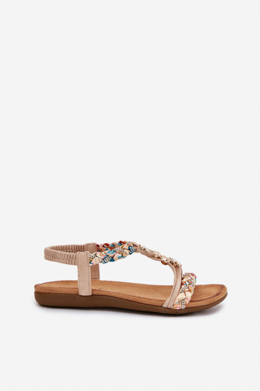 Damen sandfarbene Sandalen mit Riemen Nusoreth