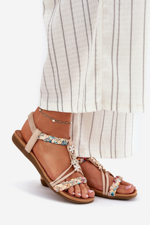 Dames sandalenPrzypinkami I Plecionymi Paskami beige Nusoreth