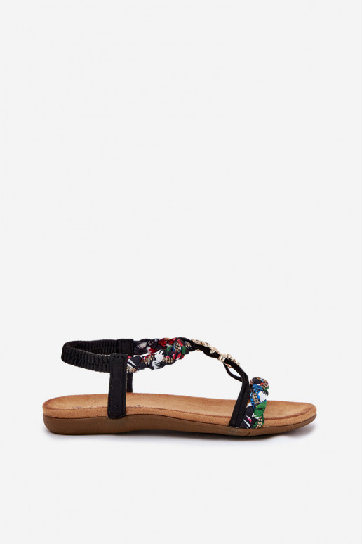 Sandales noires pour femmes avec des lanières Nusoreth