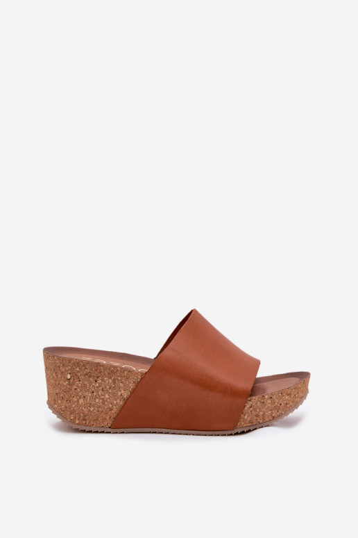 Zazoo 40291 Damen braune Lederslipper auf Korksohle