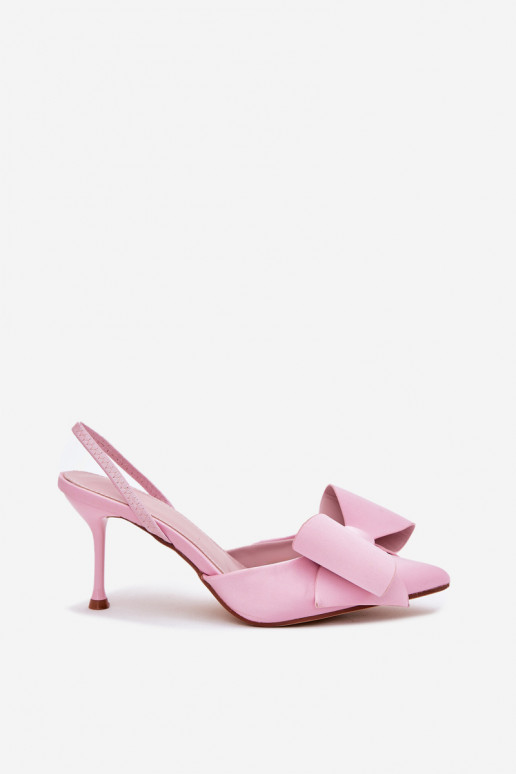 Rosa High Heels mit offener Ferse und Schleife Eklevia