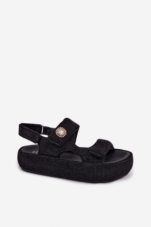 Dekorierte Damen-Platformsandalen GOE TT2N4102 schwarz