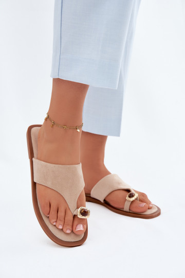 Dames slippers met decoratieve details zandkleurig Fedira 2