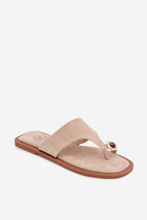 gelijk aan Slippers Slippers Dames Met sierlijk Detalem beige Fedira