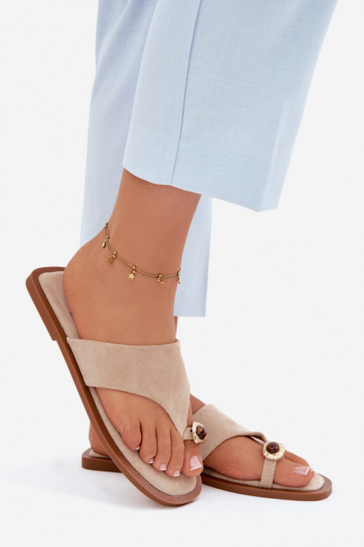 isocèle Chaussons Chaussons Féminin Avec des décorations Detalem beige Fedira