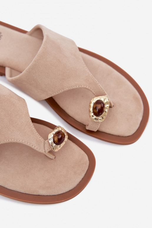 gelijk aan Slippers Slippers Dames Met sierlijk Detalem beige Fedira