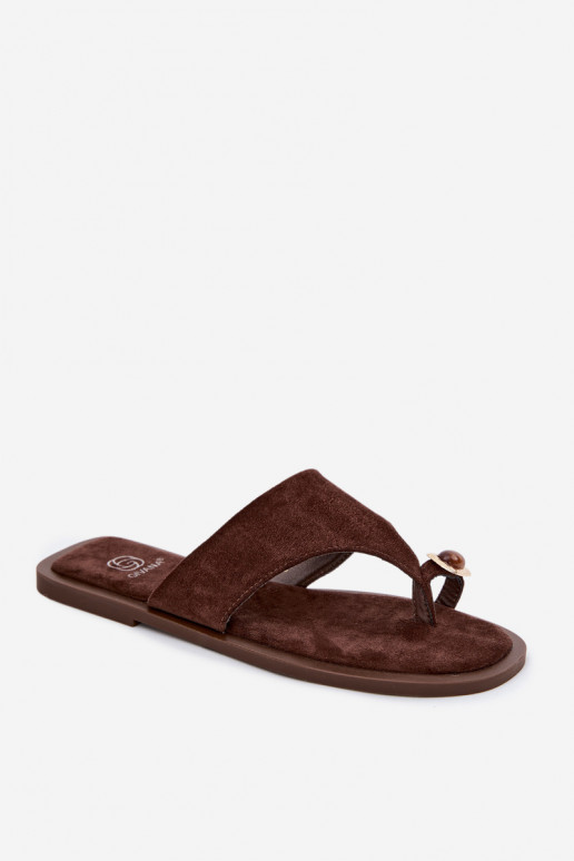 Dames slippers met decoratieve details chocolade Fedira