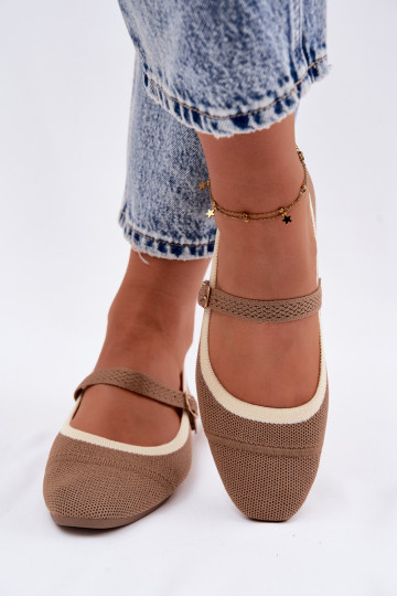 Ballerines en matériau en maille marron Zelisa 2