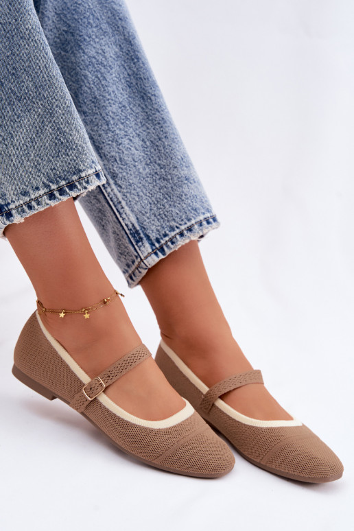 Ballerinas aus Netzmaterial braun Zelisa