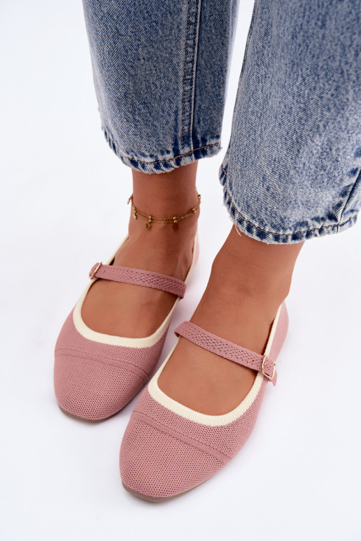 Ballerines en matériau en maille roses Zelisa