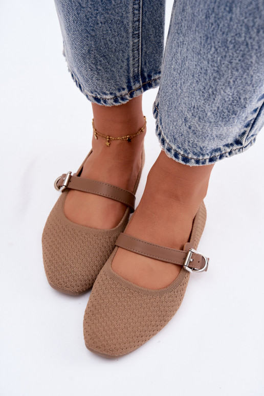Stoff ballerinas mit Riemen und Schnallen khaki Jelisa