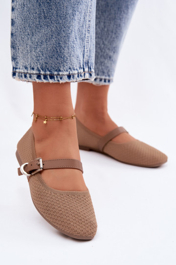 Stoff ballerinas mit Riemen und Schnallen khaki Jelisa 2