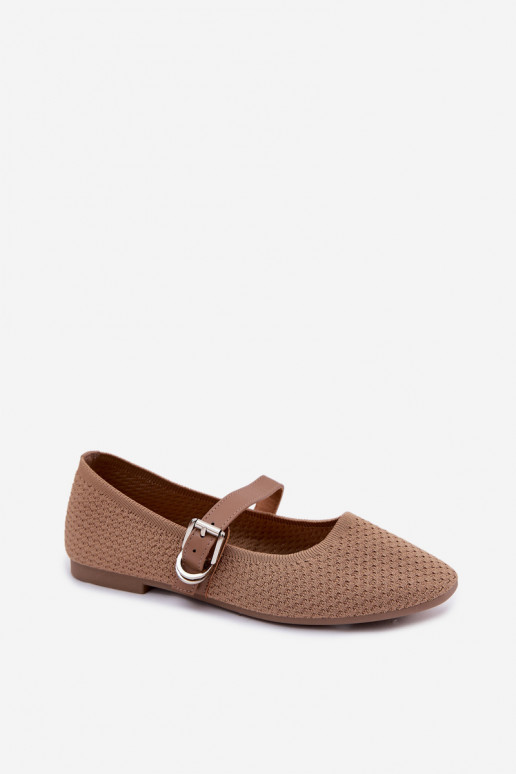 Stoff ballerinas mit Riemen und Schnallen khaki Jelisa