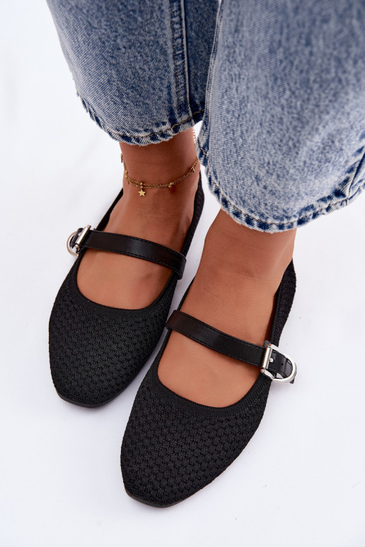 Ballerinas van stof met riemen I met gespen zInart Jelisa
