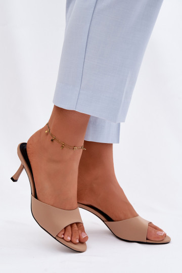 Pantoufles pour femmes avec des talons fins  beige Selmira 2