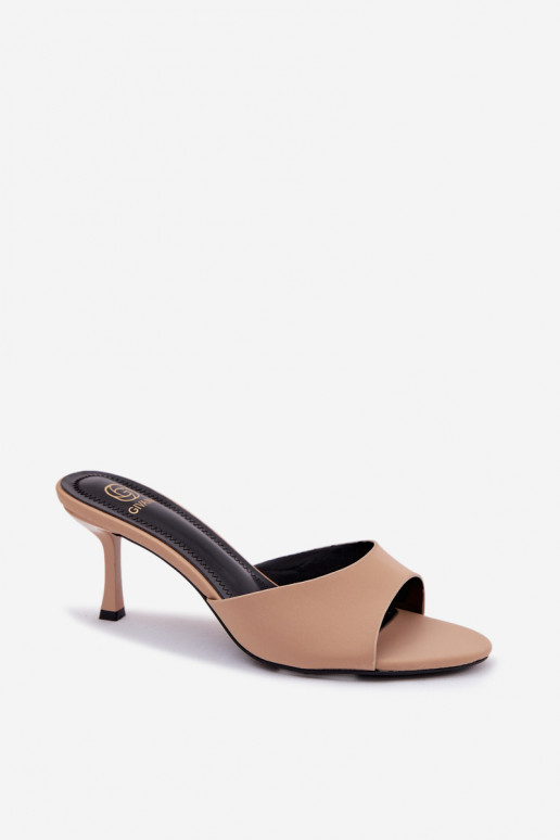 Dames slippers met dunne hakken zandkleurig Selmira